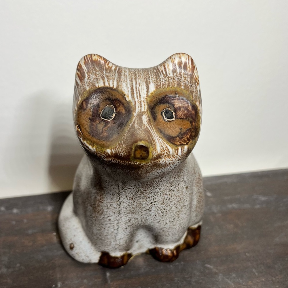 Vintage Brown Raccoon Ceramic Figurine Pigeon Forge Pottery By D. Ferguson